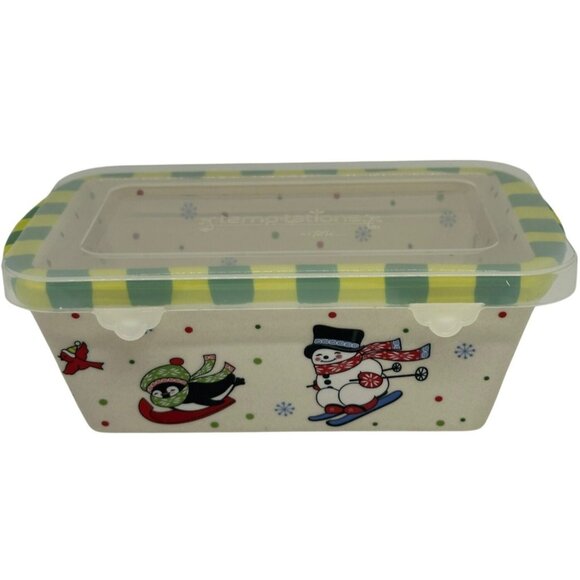 Temp-tations Holiday Mini Loaf Pan 12oz w/ Lid – Snowman & Penguin Design - Picture 1 of 8